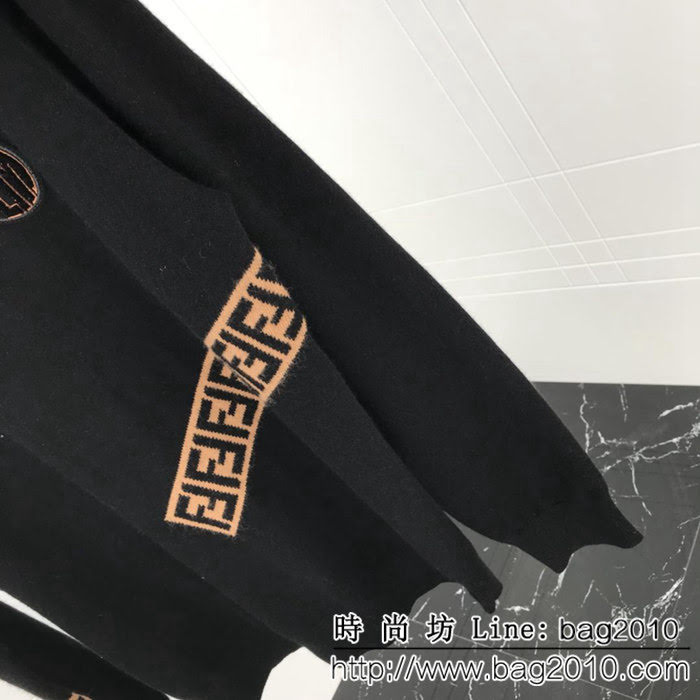 FENDI芬迪 18ss秋冬新款 斜杠FF提花logo 手感柔軟舒適保暖 男款貂絨衫 45%貂絨55%羊毛面料 ydi2312
